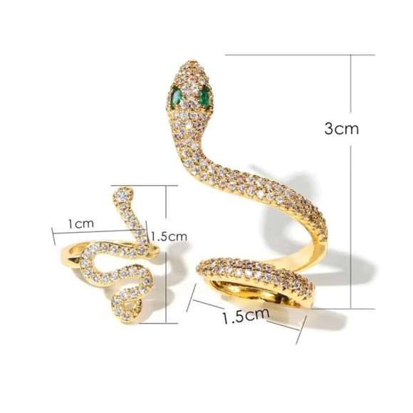 2 piece Rhinestone Snake Ear Cuffs, Taylor Swift Reputation Snake Ear Cuffs - Picture 5 of 5